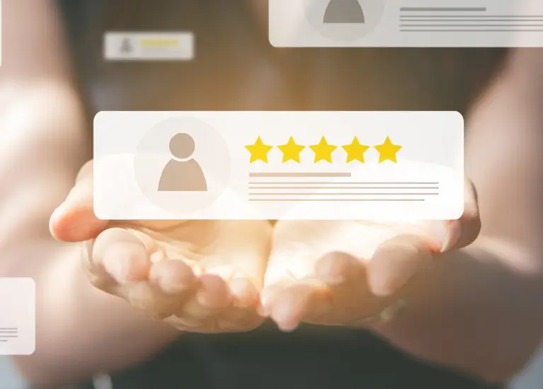 a person holding a star rating