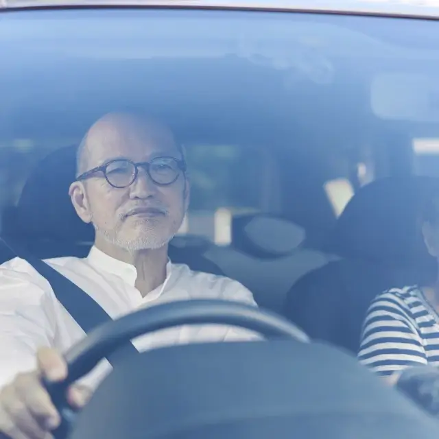 a person driving a car