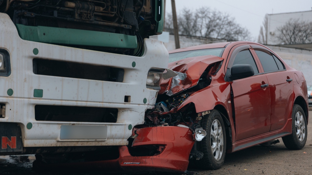 truck and car collided on the highway