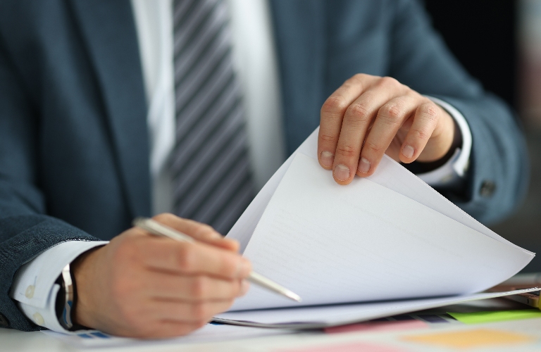 lawyer is working with documents